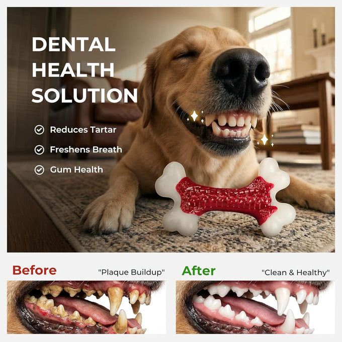 kseroo indestructible beef flavored hard nylon bone chew toys for aggressive chewers, red, 8 inch