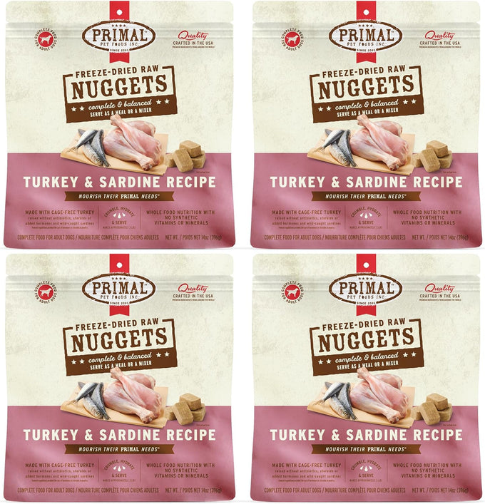 primal freeze dried raw dog food nuggets, rabbit, 14 oz, complete and balanced meal, grain free, high protein