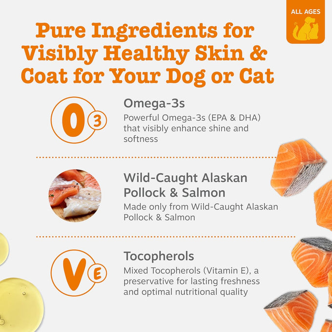 Zesty Paws Wild Alaskan Omega-3 Blend Pollock + Salmon Oil for Dogs and Cats 8.5oz