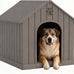 Bifanuo plastic dog house for small to medium dogs, weatherproof design, air vents, elevated floor, easy clean and assemble in blue, 26.18'' L x 24.03'' W x 25.98'' H