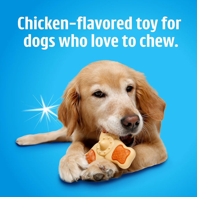 Hartz Chicken Flavored Tri-Point Dog Toy and Treat in One, Medium Size, for Puppies and Adult Dogs