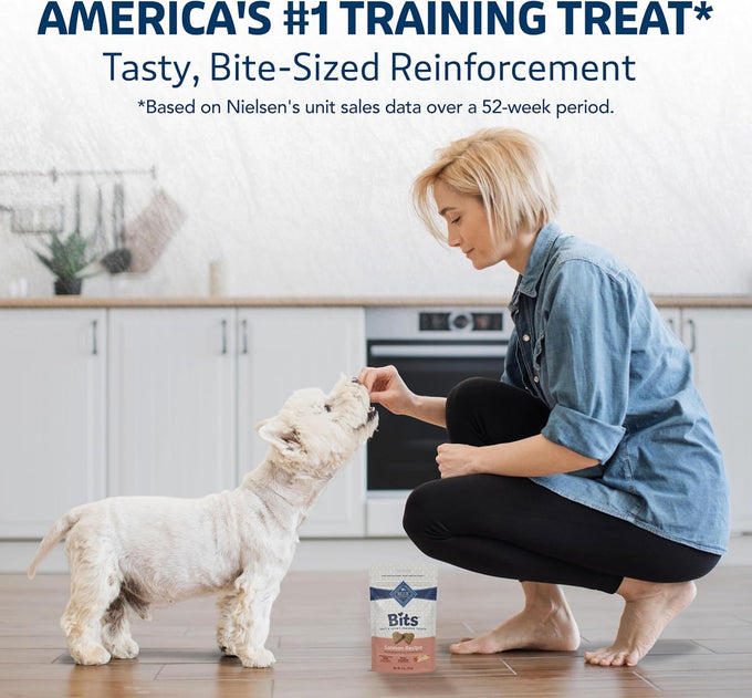 Blue Buffalo Bits Soft Dog Training Treats with Natural Salmon Recipe, 4-oz Bag, No Chicken or Soy