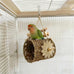 parrot woven grass nest swing set with tunnel, wooden chew toys, bird cage hanging play accessories for parakeet cockatiel