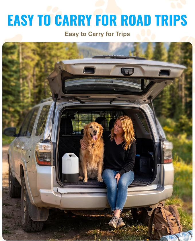 petnf dog water bottle portable 1 gallon (128oz) automatic gravity dog water bowl dispenser with pull-out drinking bowl