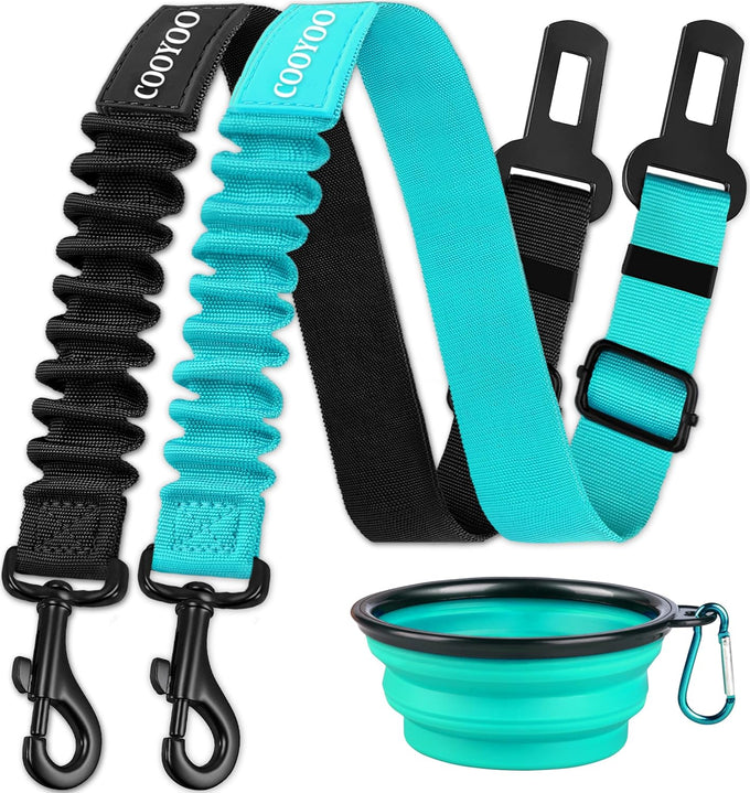 cooyoo dog seat belt, heavy-duty nylon, retractable, adjustable, black, 24-31 inches