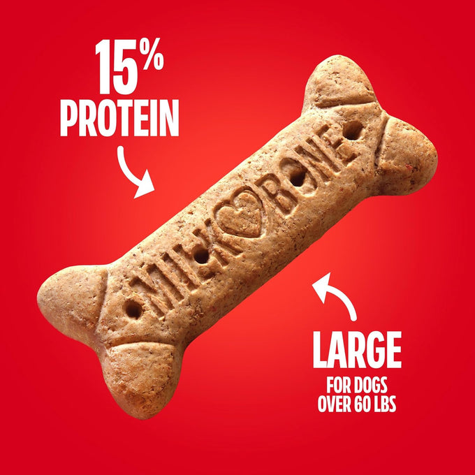 Milk-Bone Original Dog Treats Biscuits for Large Dogs, 10 Pounds, Crunchy, 15% Protein, USA Made