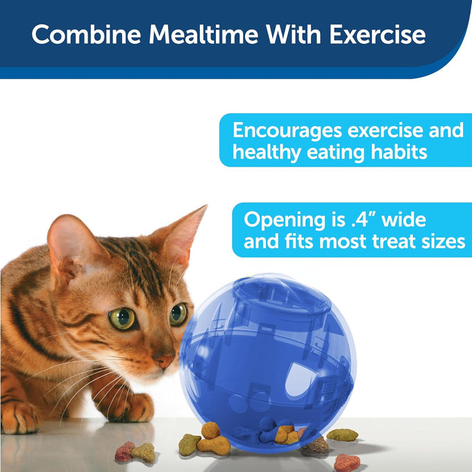 PetSafe Slimcat Slow Feeder Ball for Cats - Interactive Puzzle Game with Adjustable Openings and Portion Control (Blue)