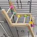 12-inch foldable hardwood parrot climbing bridge with colorful beads, 2 pack tri-section cage accessories for small birds