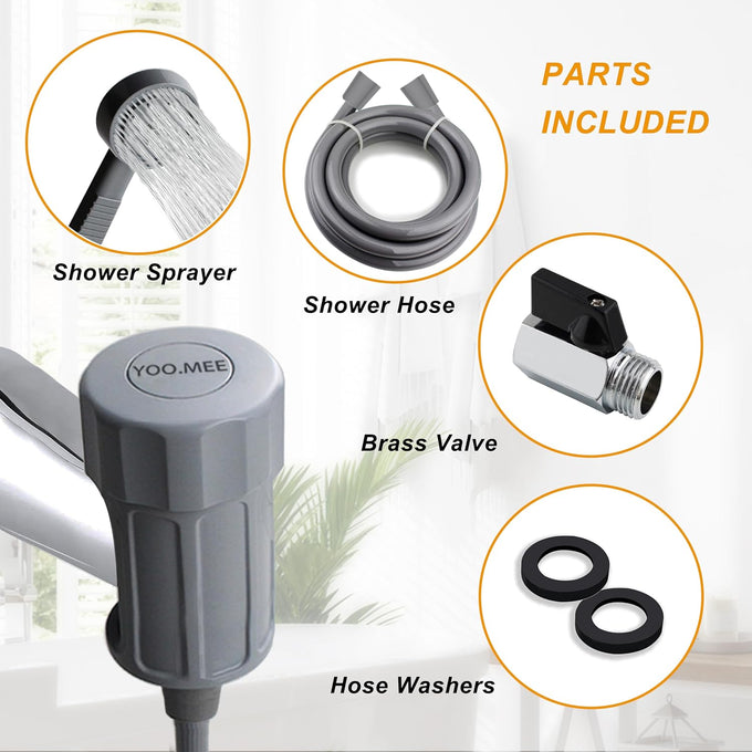 Yoo.mee Pets Shower Attachment Quick Connect Tub Spout Front Diverter Portable Pets Cleaning