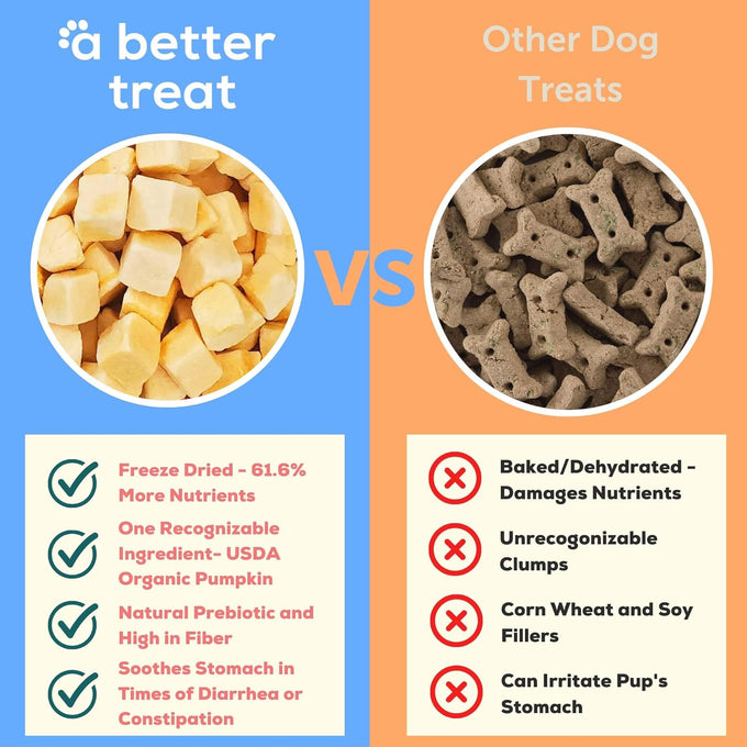A Better Treat Freeze Dried Organic Pumpkin Dog and Cat Treats, Single Ingredient, Natural, Healthy
