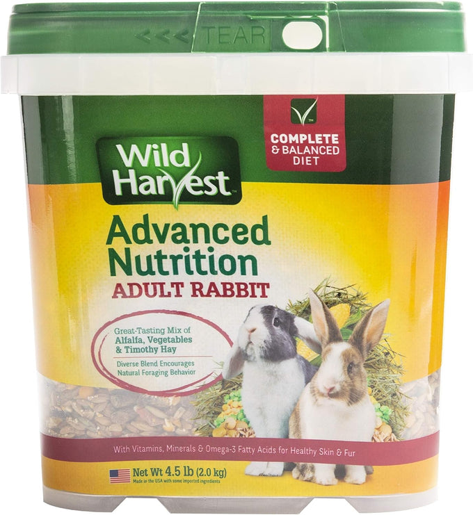 Wild Harvest Advanced Nutrition diet for adult rabbits, 8 lbs, alfalfa, Timothy hay and vegetables