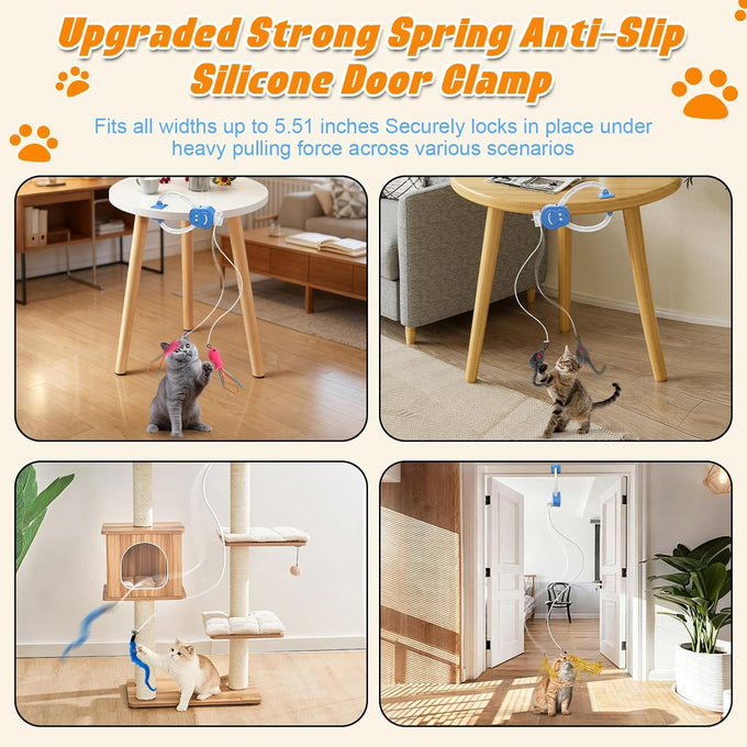 Interactive Automatic Cat Toy with Rechargeable Battery, Hanging Door Cat Teaser for Exercises, Fun Games, Boredom Relief