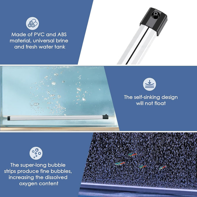 hygger 16.9 inch aquarium bubble strip, nano air bubble curtain wall aquarium decorations self-sinking for freshwater saltwater