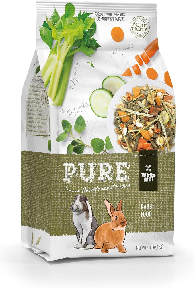 Witte Molen Pure Rabbit Food Mixture for Mini Rex Lionhead English Lop and Dutch Rabbit, 4.4 lbs, Carrot Celery Timothy Hay and Gourmet Muesli Dry Food