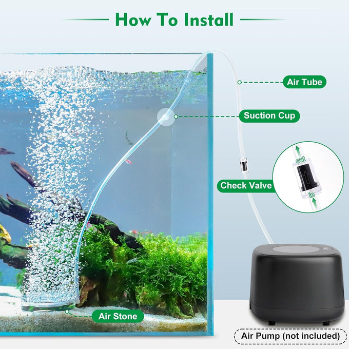 hygger transparent acrylic air stone aquarium bubbler kit with air tube ultra silent bubble stone