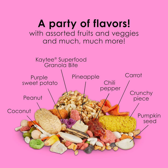Kaytee Fiesta Big Bites Small Parrot & Conure Food, 4 Pounds, Nutritious and Fun Blend for Skin, Feather, Digestion, Brain and Heart Health