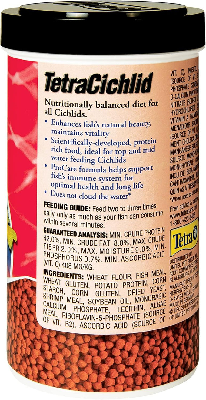 Tetra Cichlid Floating Pellets 6 Ounces, Nutritionally Balanced Top-Mid Water Feeding Cichlids Food 77063