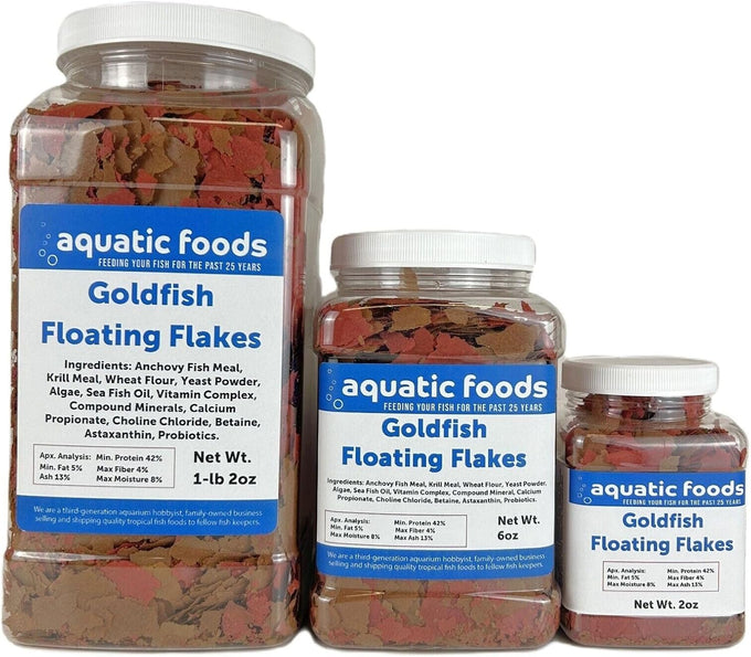 Goldfish flakes, 42% protein color enhancing spirulina flakes, aquatic pond food, koi goldfish aquarium fish, 2oz small jar