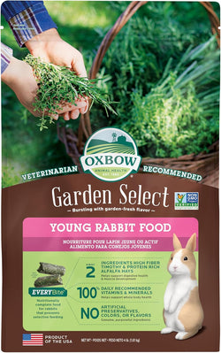 Oxbow Garden Select Young Rabbit Food, Made with Alfalfa, Non-Gmo, Soy-Free, Wheat-Free, 4 Lb Bag, Usa Made, High Fiber