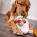 goDog Checkers Fat Rooster Squeaky Plush Dog Toy with Chew Guard Technology - White, Large Model, Soft and Durable Design
