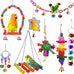 8 Pcs Parakeet Cockatiel Bird Toys Accessories Swing Wooden Perch Chewing Toy Set for Budgerigars Conures Love Birds Finches Budgies