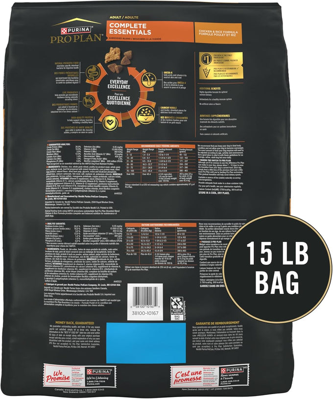 Purina Pro Plan Shredded Chicken & Rice Dog Food - 15 lb