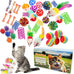 46 PCS cat toys for indoor cats kittens exercise, colorful spring toys crinkle mouse ball mint catnip gift