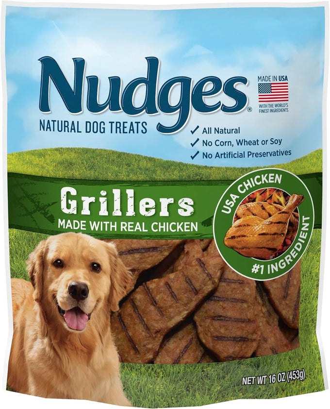 blue buffalo nudges homestyle natural dog treats, usa made, real chicken, 16 oz bag