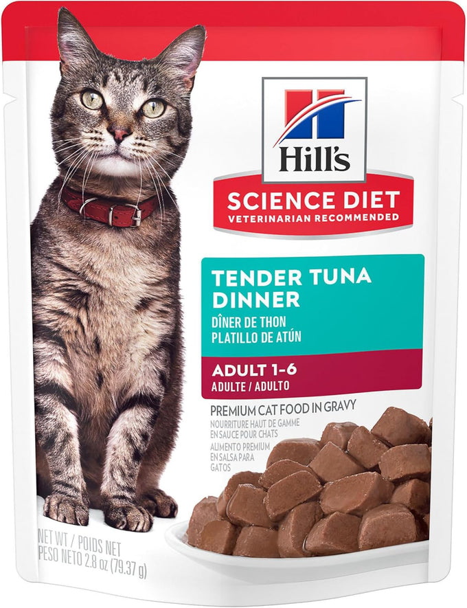 Hill's Science Diet Adult 1-6 Wet Cat Food Variety Pack, Chicken, Tuna, & Ocean Fish, 2.8 oz. Pouches, 12-Pack