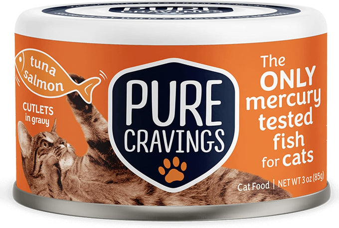 Pure Cravings 100% Mercury-Tested Grain-Free Wet Cat Food Canned Tuna Cutlets in Gravy, Pack of 12