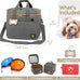 grey dog travel bag for dogs and cats with multi-function pockets and airline compliant design