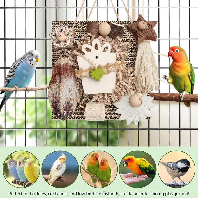 kyouki bird toys medium parakeet parrot conure hanging chewable cardboard foraging suitable budgies cockatiels lovebirds sun conures