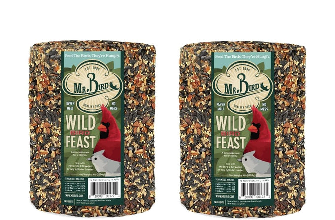 Mr. Bird Wild Bird Feast Birdseed 2-Pack, 4 lbs, No Fillers, Year-Round Feeding, Cylinder Feeder Compatible