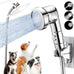 dog shower attachment for convenient dog bath, 3-mode high pressure handheld dog shower head with 8.2-foot hose and dog brush