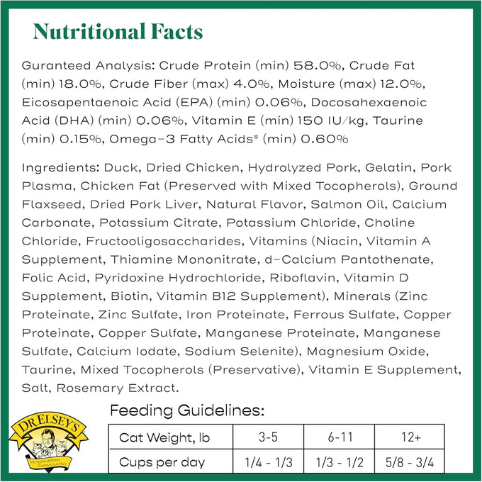 Dr. Elsey's cleanprotein Duck Cat Kibble 2 lb. Bag - High Protein, Grain Free, Gluten Free