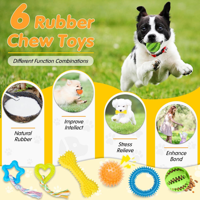 zeaxuie dog chews 25 pack luxury rope toys squeaky puppy toys for small dogs teething