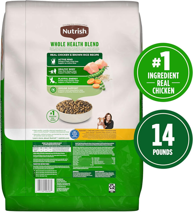 Rachael Ray Nutrish Premium Natural Dry Cat Food, Chicken and Brown Rice, 14 Pounds
