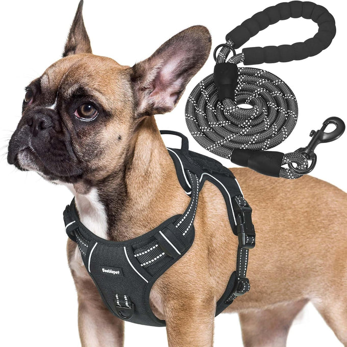 Beebiepet heavy duty tactical dog harness for small dogs, large, brown, no pull, adjustable, reflective