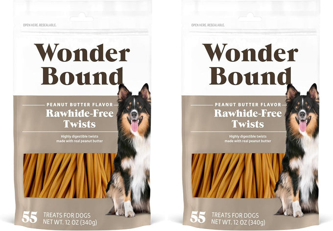 Wonder Bound Bacon & Cheese Flavor Dog Twist Sticks - 55 Count - Rawhide-Free, Dental Health, Easy to Digest, Long-Lasting