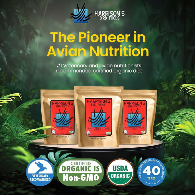 Harrison's certified organic high potency coarse bird food for medium to large birds, non-GMO, vet-developed, 2.27 kg