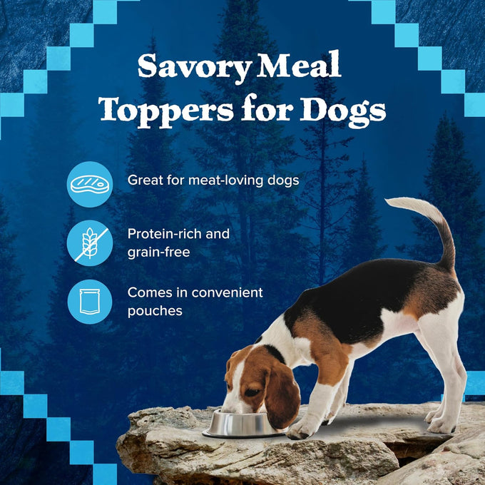 blue buffalo wilderness 3-oz trail toppers dog food variety pack, high-protein & grain-free with natural ingredients