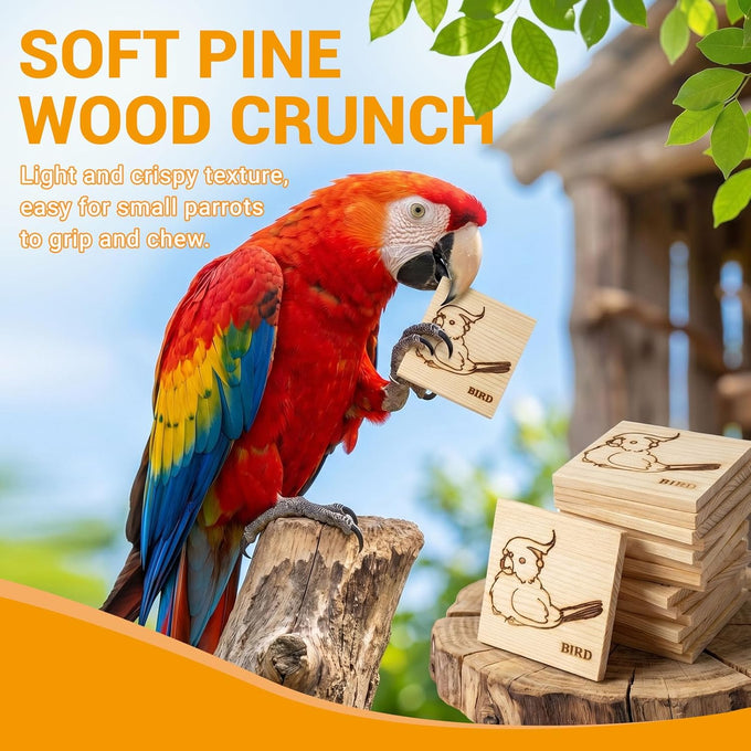 16 Pack Natural Balsa Wood Bird Chew Toys for Medium Birds, Softest Wood, Safe Chewing Toys