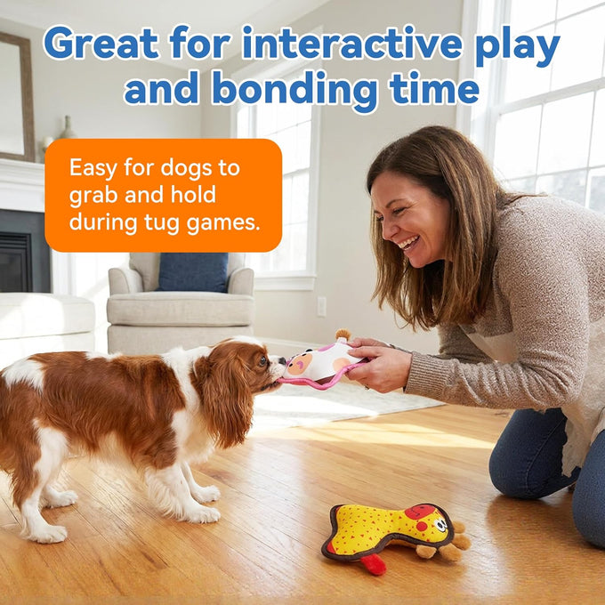 Giraffes & Cows Squeaky Dog Toys for Small and Medium Dogs Indoor Play, Durable, Interactive, Non-Shedding, Small Dog Toys