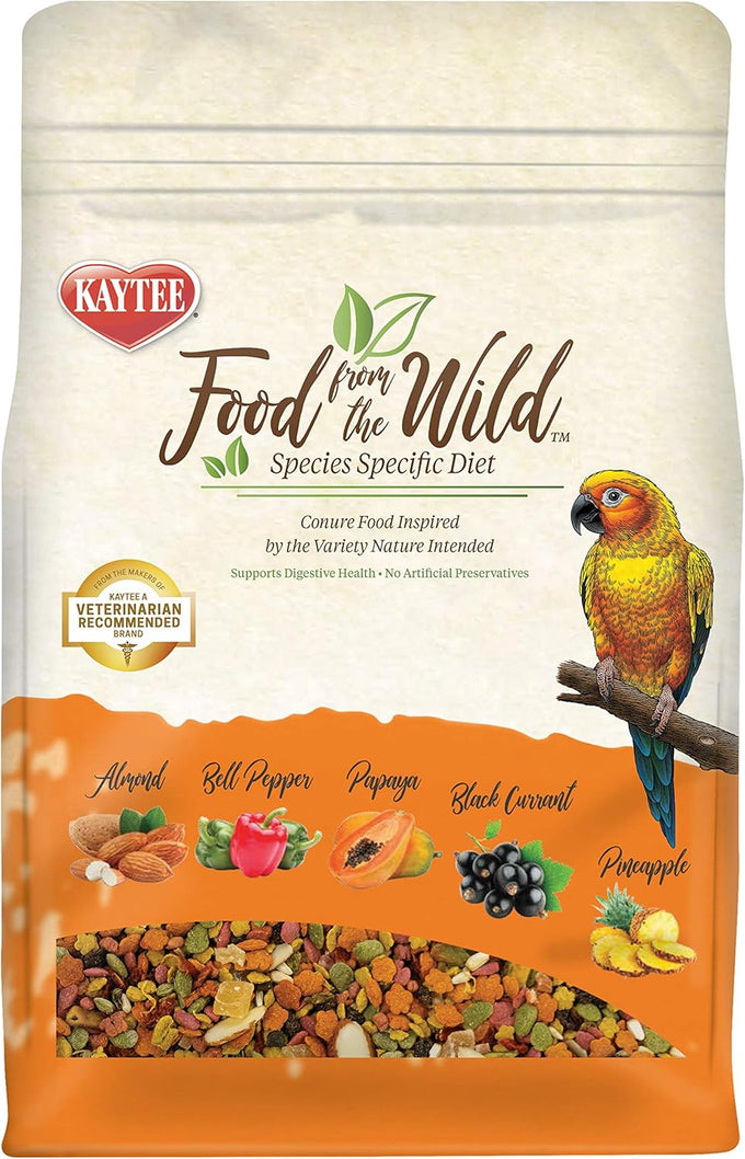 Kaytee Food from The Wild Natural Pet Conure Bird Food, 2.5 Pound Premium Foraging Mix Without Fillers