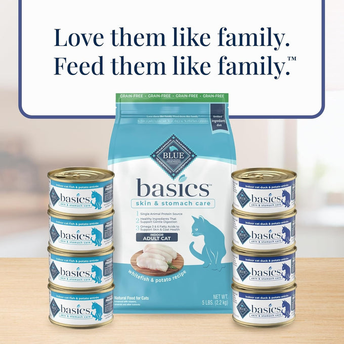Blue Buffalo Basics Grain-Free Wet Cat Food for Indoor Cats, Duck & Potato Entrée, 3-oz Cans (24 Count)