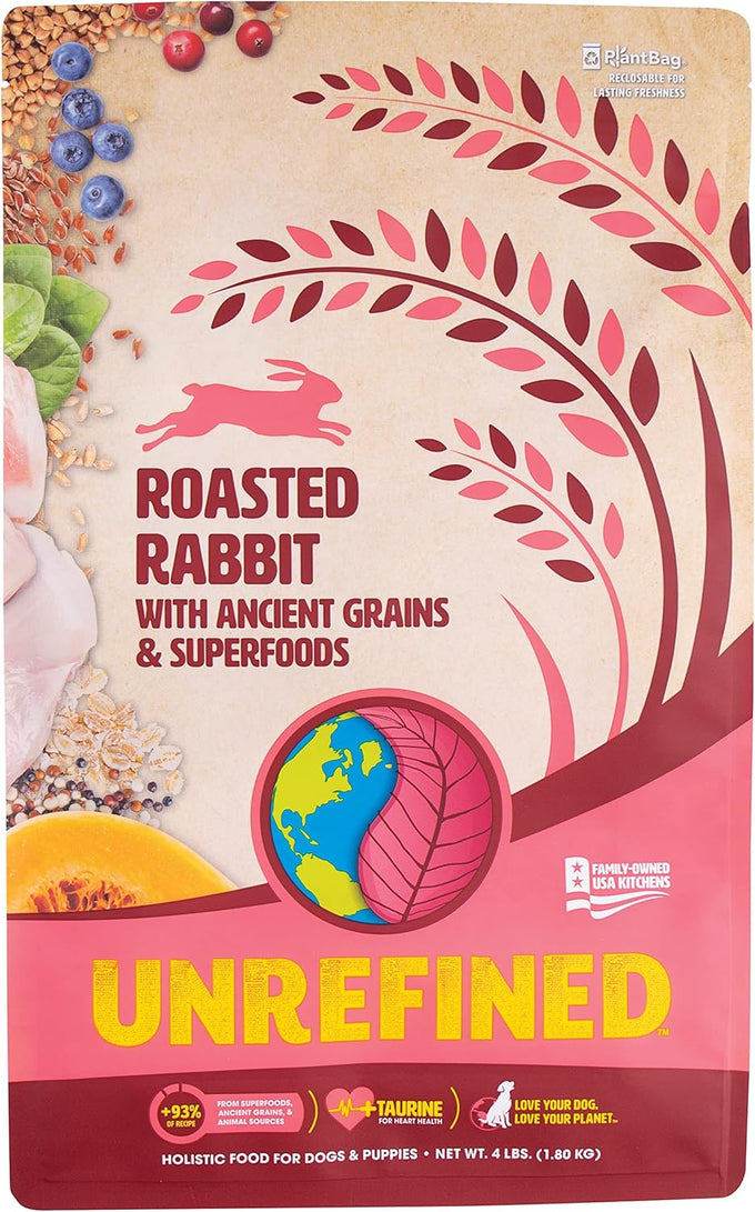 Earthborn Holistic Venture Unrefined Roasted Rabbit Dog Food with Ancient Grains & Superfoods, 4 lb, Cage-Free, No Fillers