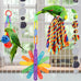 Quozuo small bird toys for parakeets, parrot, cockatiel, 4-piece bird cage accessories set