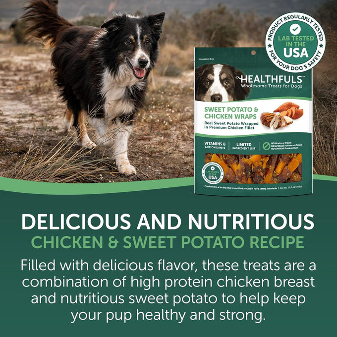 healthfuls chicken wrapped sweet potato dog treats 16oz high protein low fat usa lab tested