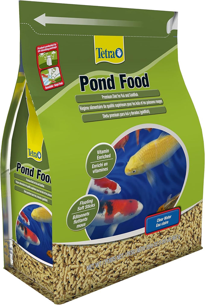 Tetra PondFood Premium Diet for Koi and Goldfish, 1.25 lb, Floating Sticks, Vitamin Enriched, 50°F+ Water