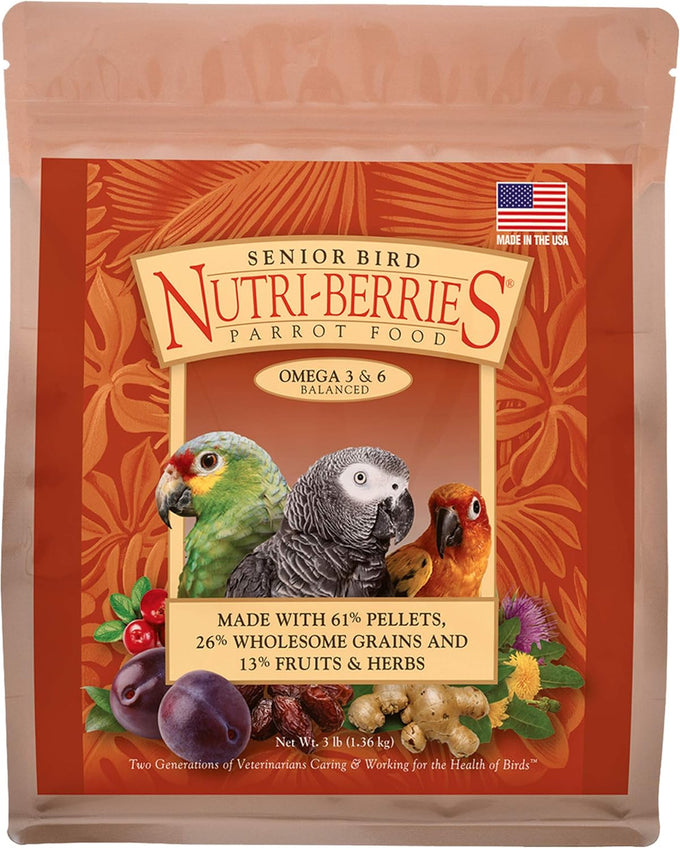 Lafebers Senior Bird Nutri Berries Parrot Food 3 lb Non GMO Human Grade Ingredients